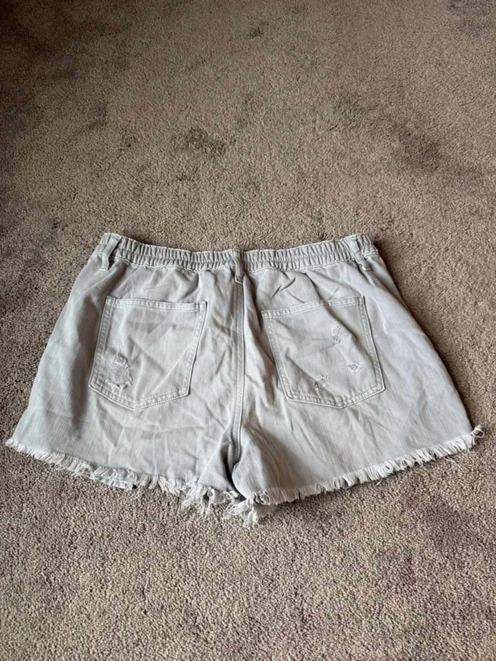 Aerie Gray Distressed Frayed Hem Denim Cutoff Shorts SIZE L